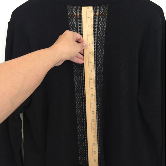 Chicos Travelers Lace Detail Cardigan Jacket Slinky Open Front Black NWT - Picture 13 of 16